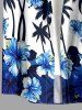 Coconut Tree Hibiscus Flower Print Buttons Pocket Hawaii Shirt For Men -  