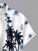 Coconut Tree Hibiscus Flower Print Buttons Pocket Hawaii Shirt For Men -  
