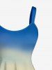 Plus Size Coconut Tree Sun Ombre Print Hawaii Tank Dress - Brun Doré L
