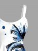 Coconut Tree Paint Splatter Print Hawaii Tank Dress - Bleu Ciel XXS
