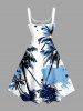 Coconut Tree Paint Splatter Print Hawaii Tank Dress - Bleu Ciel XXS