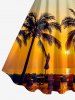 Plus Size Coconut Tree Sun Ombre Print Hawaii Tank Dress - Brun Doré 6X