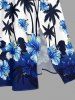 Coconut Tree Hibiscus Flower Print Split Hawaii Midi Dress -  