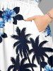 Coconut Tree Hibiscus Flower Print Split Hawaii Midi Dress -  