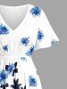 Coconut Tree Hibiscus Flower Print Split Hawaii Midi Dress -  