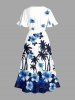 Coconut Tree Hibiscus Flower Print Split Hawaii Midi Dress -  