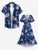 Hibiscus Flower Coconut Tree Print Surplice Tulip Hem Ruffles Hawaii Dress -  