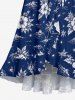 Hibiscus Flower Coconut Tree Print Surplice Tulip Hem Ruffles Hawaii Dress -  