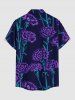 Flower Plant Print Hawaii Button Pocket Shirt For Men - Pourpre  2XL