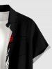 Chemise pour homme à boutons et poche, à imprimé crâne, papillon, rose, fleur, plume et aile - Noir S