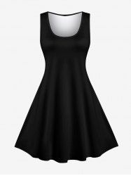 Robe trapèze vintage unie grande taille - Noir L