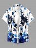 Coconut Tree Hibiscus Flower Print Matching Hawaii Beach Outfit For Couples - Bleu 