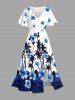 Coconut Tree Hibiscus Flower Print Matching Hawaii Beach Outfit For Couples - Bleu 