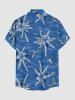 Plus Size Tropical Leaf Hibiscus Flower Sea Print Hawaii Button Pocket Shirt For Men - Bleu Ciel 5XL