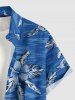 Plus Size Tropical Leaf Hibiscus Flower Sea Print Hawaii Button Pocket Shirt For Men - Bleu Ciel 5XL