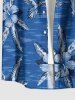 Plus Size Tropical Leaf Hibiscus Flower Sea Print Hawaii Button Pocket Shirt For Men - Bleu Ciel 5XL