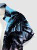 Plus Size Coconut Tree Ombre Sky Print Hawaii Button Pocket Shirt For Men - Rouge Rose 3XL