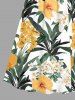 Tropical Leaf Flower Print Hawaii Surplice A Line Cami Dress - Brun Doré M