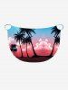 Coconut Tree Ombre Sky Print Hawaii Convertible Beach Cover Up - Rouge Rose XS