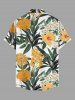 Tropical Leaf Flower Print Hawaii Button Pocket Shirt For Men -  