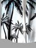 Coconut Tree Bird Geometric Ombre Print Hawaii Button Pocket Shirt For Men -  