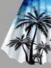 Coconut Tree Bird Geometric Ombre Print Hawaii A Line Dress - Bleu 1X