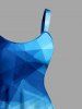 Coconut Tree Bird Geometric Ombre Print Hawaii A Line Dress - Bleu 1X
