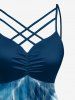 Pirate Skull Octopus Ship Cruise Print Ruched Lattice Crisscross Straps Hawaii Dress - Paon Bleu 5X