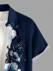 Skull Hibiscus Flower Leaf Paint Splatter Prinit Buttons Pocket Hawaii Shirt For Men -  