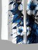 Skull Hibiscus Flower Leaf Paint Splatter Prinit Buttons Pocket Hawaii Shirt For Men -  