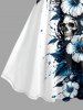 Skull Hibiscus Flower Leaf Paint Splatter Prinit Hawaii Tank Dress -  
