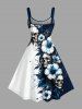 Skull Hibiscus Flower Leaf Paint Splatter Prinit Hawaii Tank Dress -  
