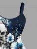 Skull Hibiscus Flower Leaf Paint Splatter Prinit Hawaii Tank Dress -  