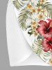 Plus Size Hibiscus Flower Tropical Leaf Print Convertible Hawaii Beach Cover - Blanc S