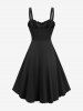 Robe en A à lacets et volants en dentelle jacquard fleurie - Noir S