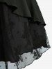 Robe en A à lacets et volants en dentelle jacquard fleurie - Noir S