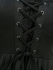 Robe en A à lacets et volants en dentelle jacquard fleurie - Noir S