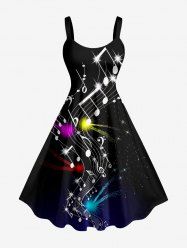 Galaxy Music Notes Print Hawaii Tank Dress - Noir XXS
