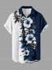 Skull Hibiscus Flower Leaf Paint Splatter Prinit Plus Size Matching Hawaii Beach Outfit For Couples -  