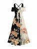 Flower Leaf Branch Print Matching Hawaii Beach Outfit For Couples -  