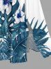 Plus Size Hibiscus Flower Tropical Leaf Print Split Hawaii Midi Dress - Paon Bleu 4X