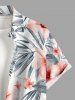 Hibiscus Flower Tropical Leaf Print Buttons Pocket Hawaii Shirt For Men - Rose  S