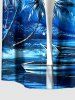 Coconut Tree Boat Mountain Cloud Print Buttons Pocket Hawaii Shirt For Men - Bleu 4XL