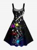 Galaxy Music Notes Print Hawaii Tank Dress - Noir XXS