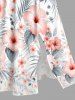 Hibiscus Flower Tropical Leaf Print Surplice Hawaii Midi Dress - Rose  2X