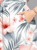 Hibiscus Flower Tropical Leaf Print Surplice Hawaii Midi Dress - Rose  3X