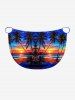 Coconut Tree Sun Seascape Ombre Sky Print Convertible Hawaii Beach Cover - Bleu XS