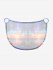 Coconut Tree Sun Seascape Ombre Sky Print Convertible Hawaii Beach Cover - Bleu XS