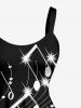 Galaxy Music Notes Print Hawaii Tank Dress -  