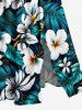 Flowers Tropical Leaf Print Surplice Hawaii Midi Dress -  
